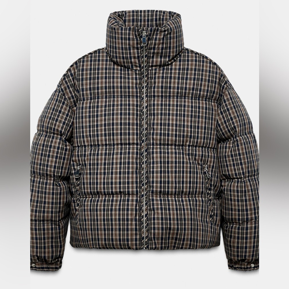 Zara Women's Plaid Puffer Jacket Anorak